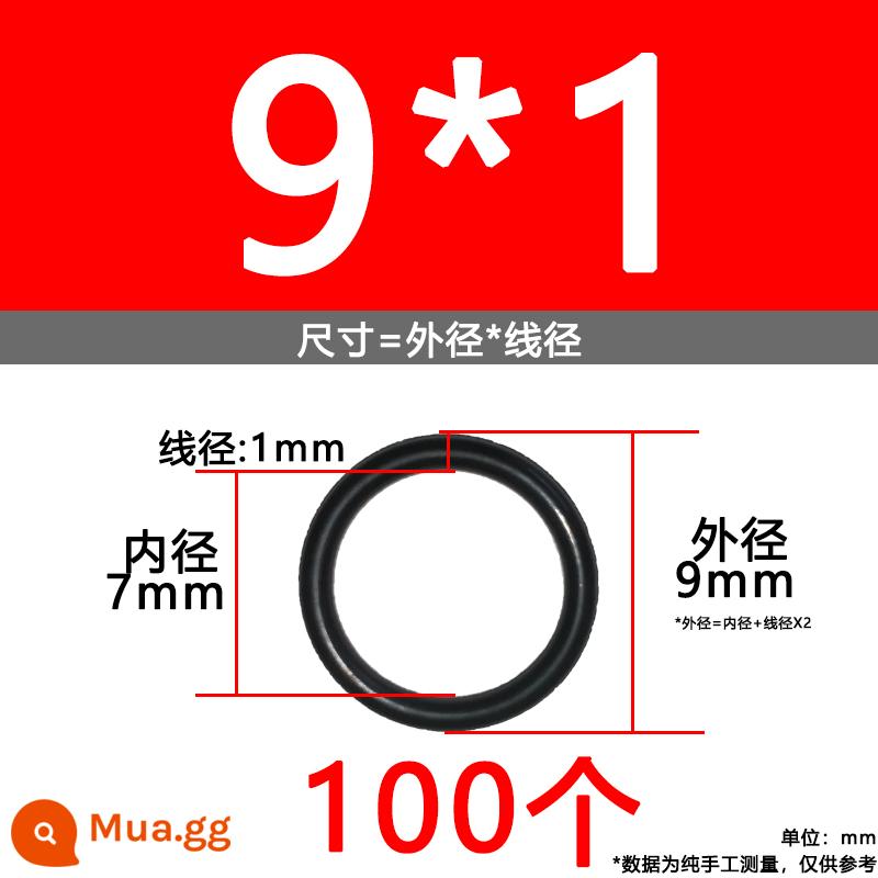 O-ring van công nghiệp van khí miễn phí vận chuyển con dấu chịu áp lực cao màu đen Dingqing flo cao su skeleton con dấu dầu chịu mài mòn hộp sửa chữa - Nitrile bên ngoài 9*1[100 miếng]