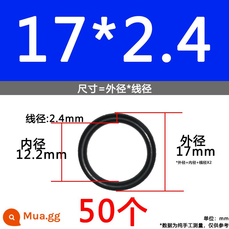 O-ring van công nghiệp van khí miễn phí vận chuyển con dấu chịu áp lực cao màu đen Dingqing flo cao su skeleton con dấu dầu chịu mài mòn hộp sửa chữa - Nitrile bên ngoài 17*2.4[50 miếng]