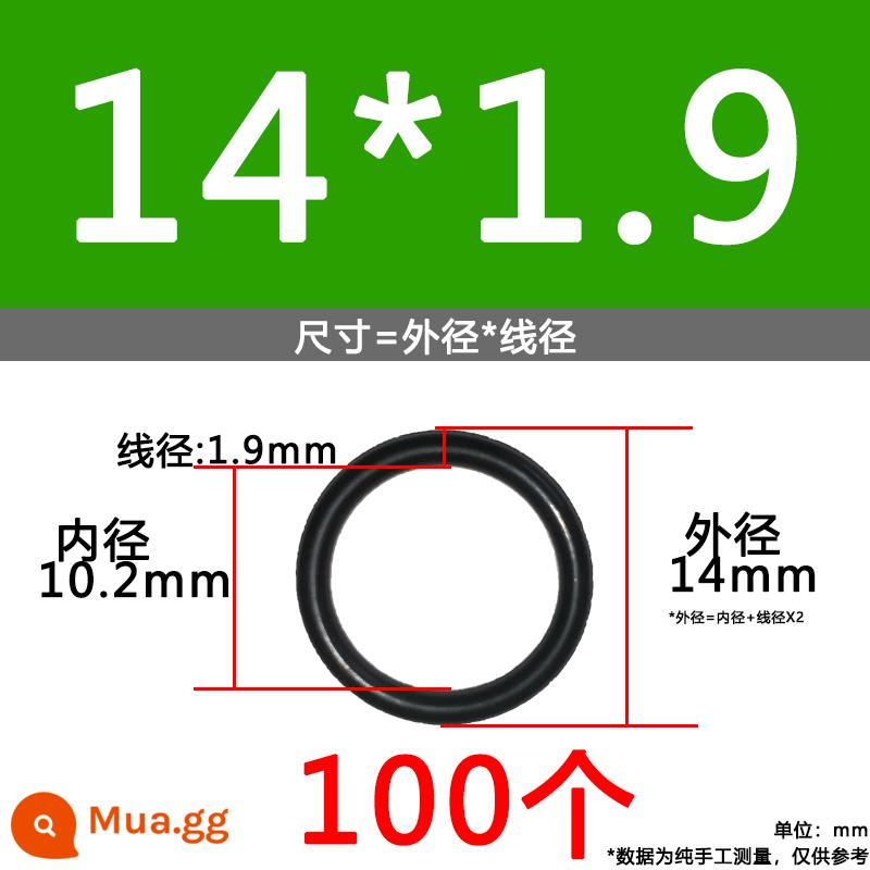 O-ring van công nghiệp van khí miễn phí vận chuyển con dấu chịu áp lực cao màu đen Dingqing flo cao su skeleton con dấu dầu chịu mài mòn hộp sửa chữa - Vỏ ngoài Nitrile 14*1.9 [100 miếng]