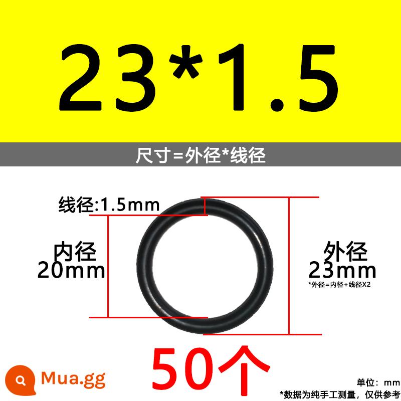 O-ring van công nghiệp van khí miễn phí vận chuyển con dấu chịu áp lực cao màu đen Dingqing flo cao su skeleton con dấu dầu chịu mài mòn hộp sửa chữa - Nitrile bên ngoài 23*1.5[50 miếng]