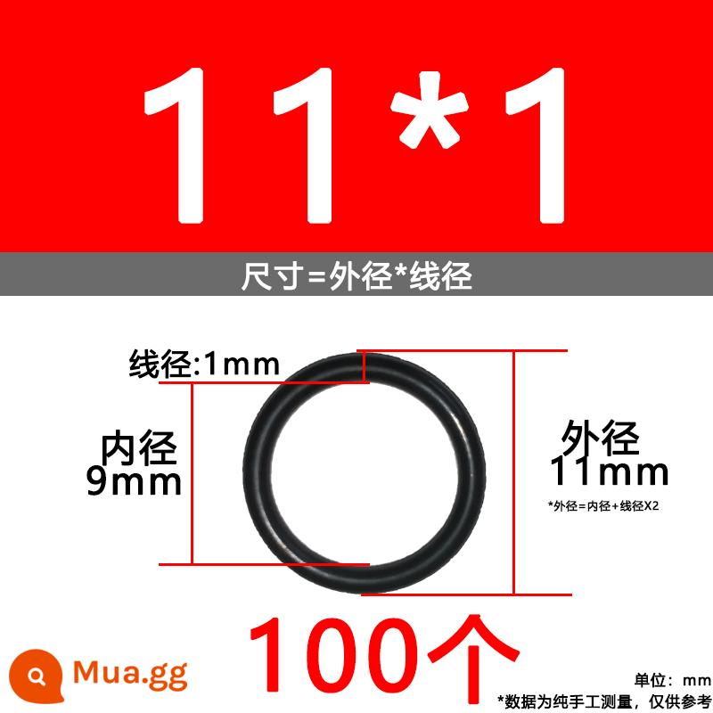 O-ring van công nghiệp van khí miễn phí vận chuyển con dấu chịu áp lực cao màu đen Dingqing flo cao su skeleton con dấu dầu chịu mài mòn hộp sửa chữa - Nitrile bên ngoài 11*1[100 miếng]