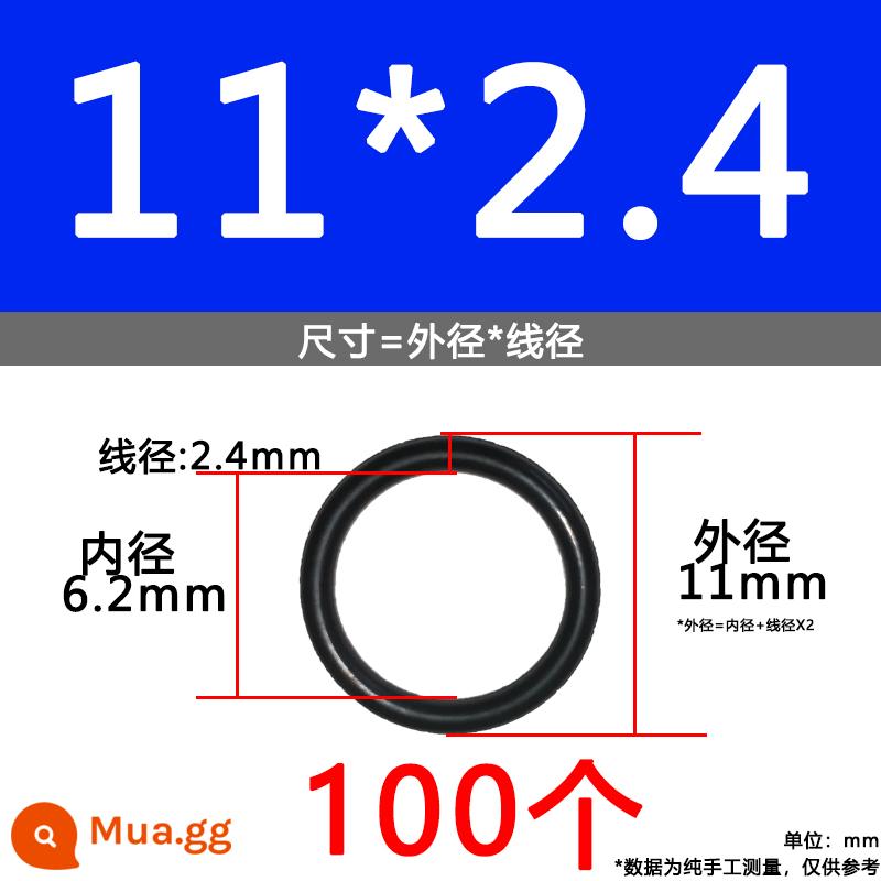 O-ring van công nghiệp van khí miễn phí vận chuyển con dấu chịu áp lực cao màu đen Dingqing flo cao su skeleton con dấu dầu chịu mài mòn hộp sửa chữa - Nitrile bên ngoài 11*2.4 [100 miếng]