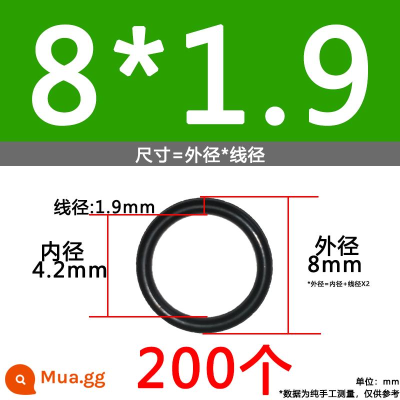 O-ring van công nghiệp van khí miễn phí vận chuyển con dấu chịu áp lực cao màu đen Dingqing flo cao su skeleton con dấu dầu chịu mài mòn hộp sửa chữa - Nitrile bên ngoài 8*1.9 [200 miếng]