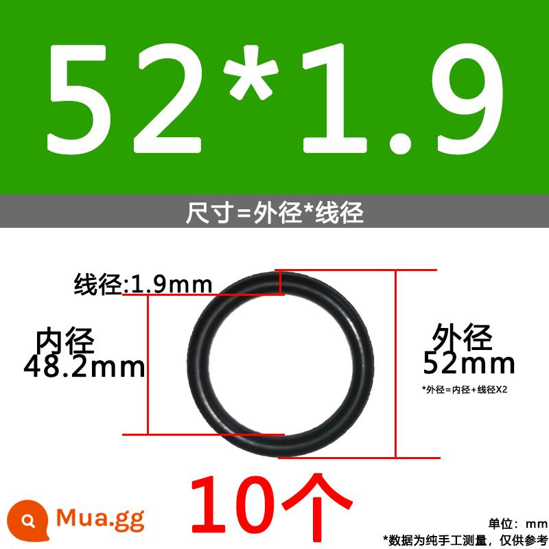 O-ring van công nghiệp van khí miễn phí vận chuyển con dấu chịu áp lực cao màu đen Dingqing flo cao su skeleton con dấu dầu chịu mài mòn hộp sửa chữa - Nitrile bên ngoài 52*1.9[10 miếng]