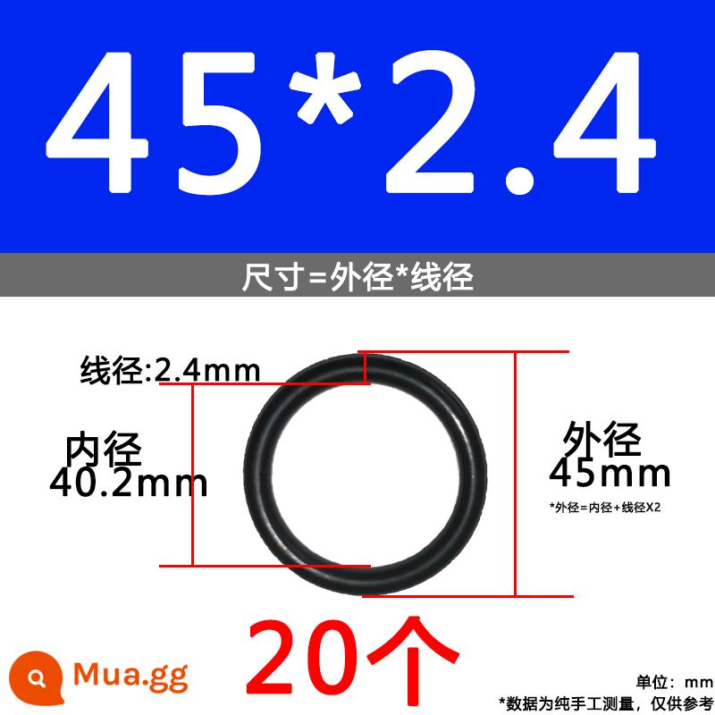 O-ring van công nghiệp van khí miễn phí vận chuyển con dấu chịu áp lực cao màu đen Dingqing flo cao su skeleton con dấu dầu chịu mài mòn hộp sửa chữa - Nitrile bên ngoài 45*2.4[20 miếng]