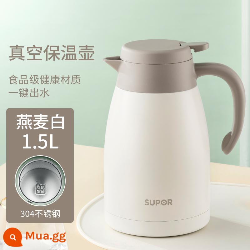 Bình cách nhiệt Supor ấm siêu tốc gia đình ấm siêu tốc inox dung tích lớn bình nước nóng di động ký túc xá sinh viên - [1,5L bột yến mạch trắng]