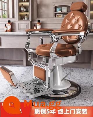 Ghế đầu dầu cổ điển dành cho nam giới tiệm cắt tóc salon tóc đặc biệt có thể nghiêng xuống để uốn và nhuộm da đầu và cạo râu cho thợ cắt tóc - Màu nâu chữ Y (đặt tự do - có thể nâng lên - bơm dầu đậm)