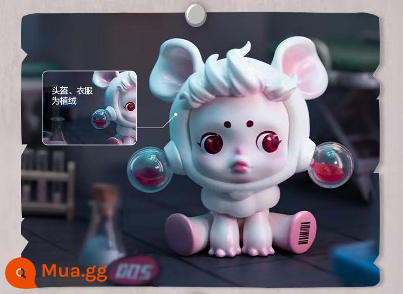 Skullpanda Giấc Mơ Ăn Động Vật Series Mù Hộp Chính Hãng Bubble Mart Buồn Đại Dương Yên Tĩnh Màu Xanh Flash Mô Hình Bướm - [Đã xác nhận] Chuột trắng im lặng