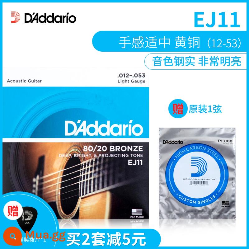 Bộ dây đàn guitar D'Addario chính hãng Mỹ bộ 6 dây đàn guitar acoustic dân gian full set dây EJ16 - EJ11+ 1 dây gốc