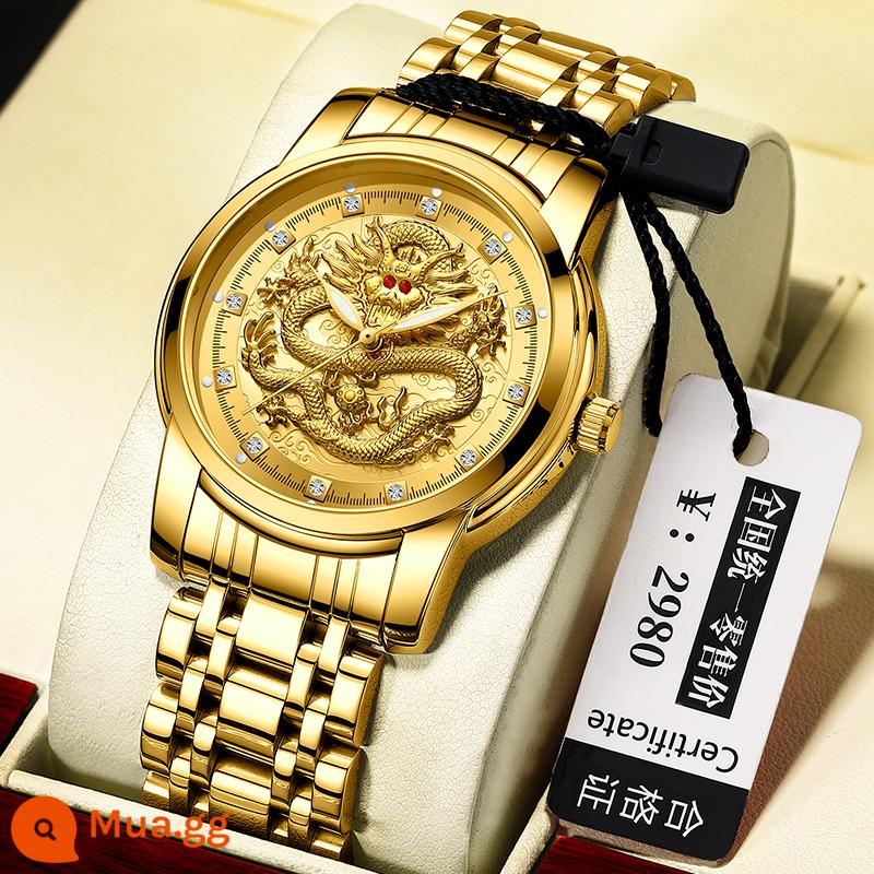 Đồng hồ trong nước thương hiệu kinh doanh đồng hồ nam đích thực hoàn toàn tự động tourbillon cơ khí nam chống thấm nước hàng đầu Thụy Sĩ - Rồng Trung Hoa - Vàng nguyên chất cao quý [Bảo hành trọn đời + Dây da miễn phí + Bao bì hộp quà tinh tế]