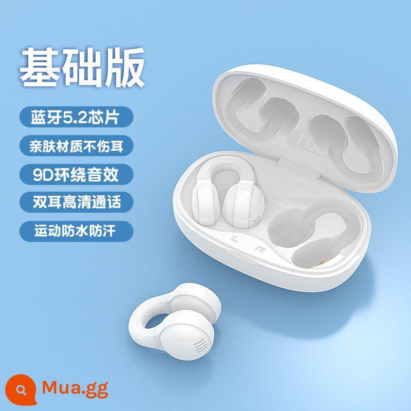 Tai nghe Bluetooth dẫn truyền xương không dây đích thực 2023 Tai nghe nhét tai thể thao dạng kẹp mới cho nam và nữ Tuổi thọ pin siêu dài - Trắng [Top Edition] Chất lượng âm thanh HiFi + không bị đau nếu đeo lâu + Bluetooth 5.3