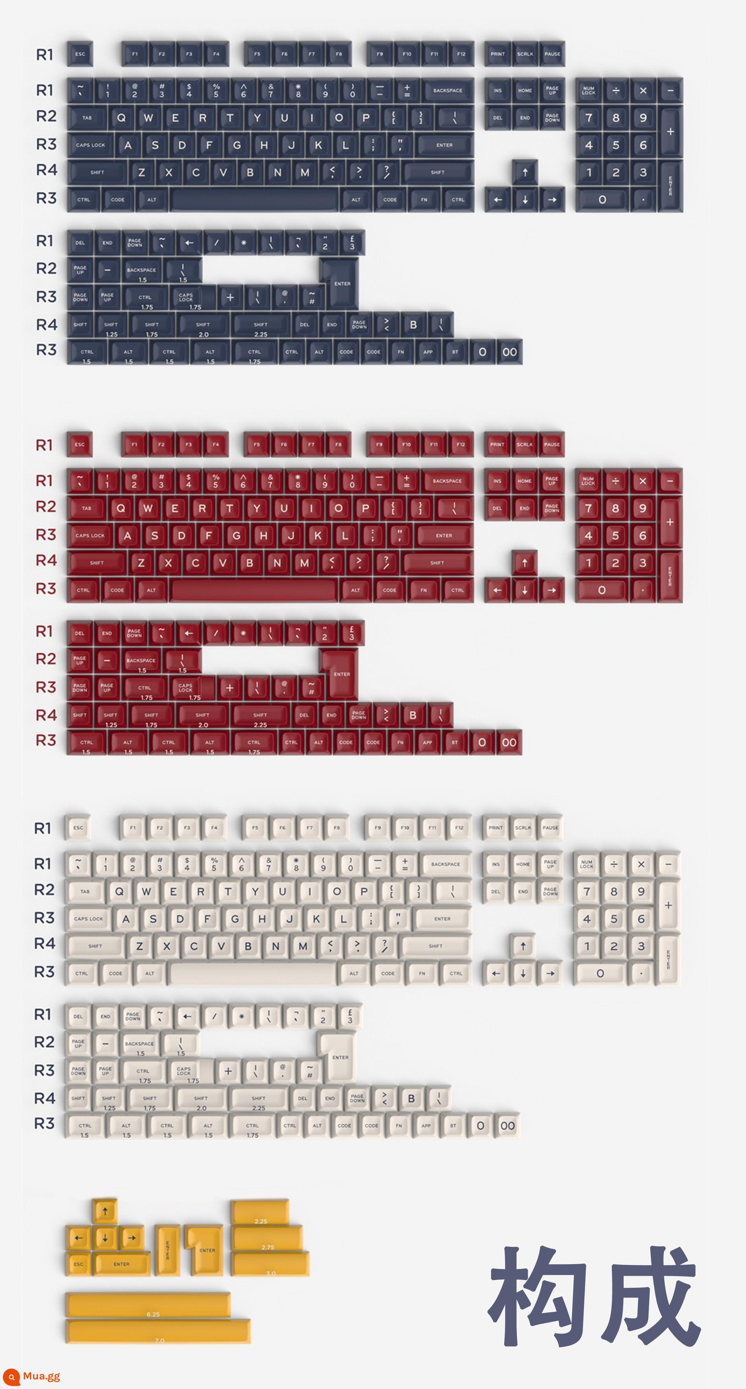 Aifei SA chiều cao ABS xanh lung linh cá vàng flamingo thành phần bong bóng keycap 172 phím bộ cá hồi lớn - Thành phần keycap hai màu ABS chiều cao SA