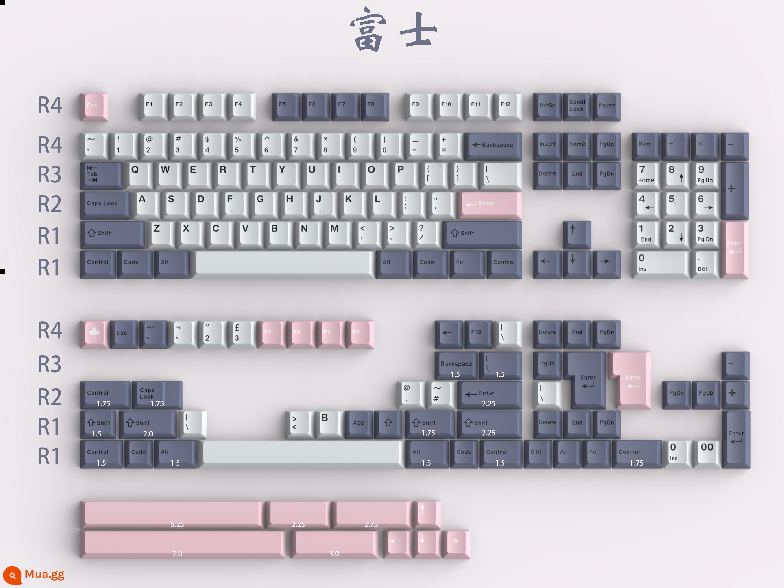 Aifei biểu tượng anh đào chiều cao ban đầu keycap ABS đúc hai màu toàn bộ ảo ảnh WOB Độc màu xanh cổ điển - Khuôn Daye Fuji 172 phím