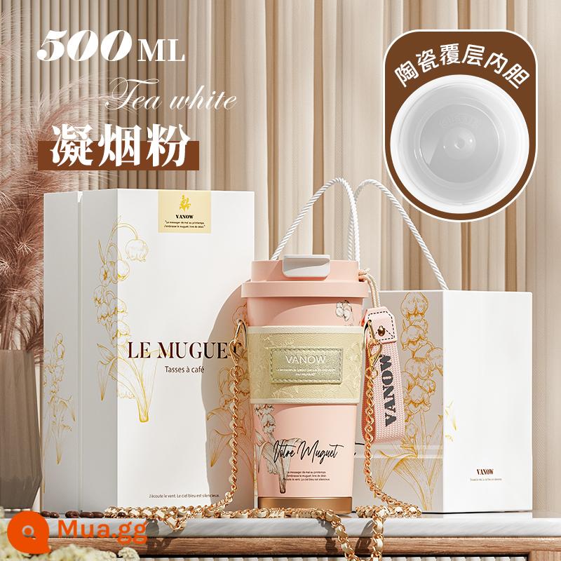 Vanow Lily Of The Valley Mới Cách Nhiệt Cà Phê Gốm Lót Bé Gái Cao Cấp Ống Hút Cốc Nước Quà Tặng Sinh Nhật - Hộp quà bột khói 500ml (lót gốm + tay áo cốc tinh tế)