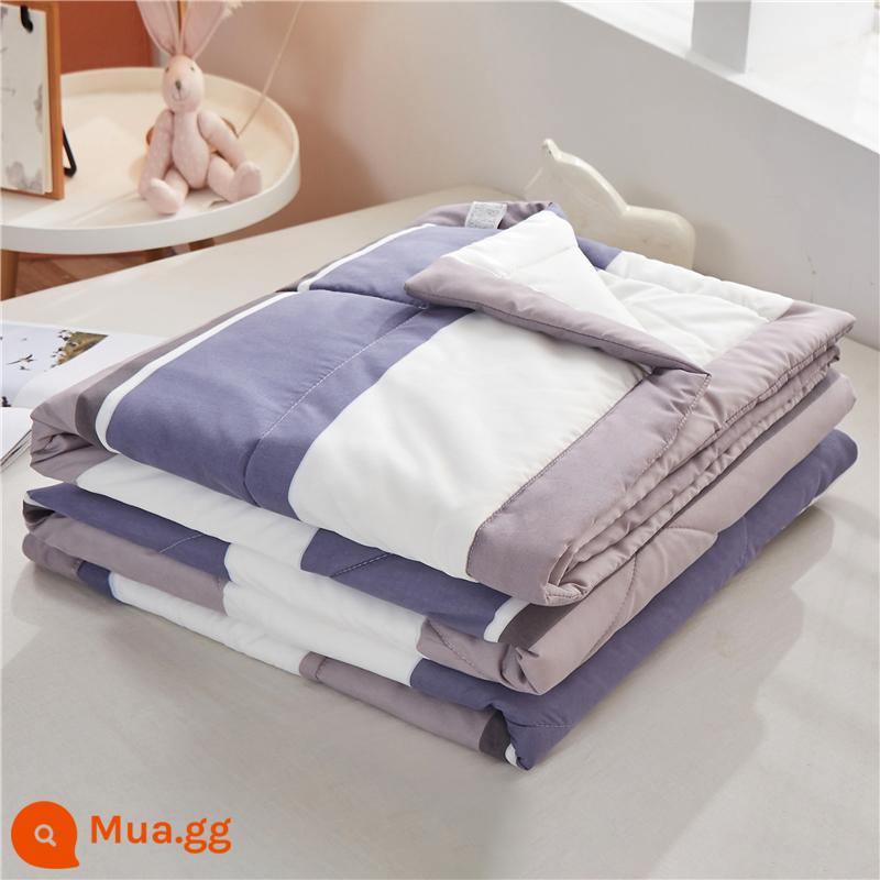 Cotton có thể giặt được mùa hè mát chăn điều hòa không khí đôi có thể giặt bằng máy cho trẻ em độc thân ký túc xá sinh viên mùa hè chăn mỏng - Dian Shang-Blue