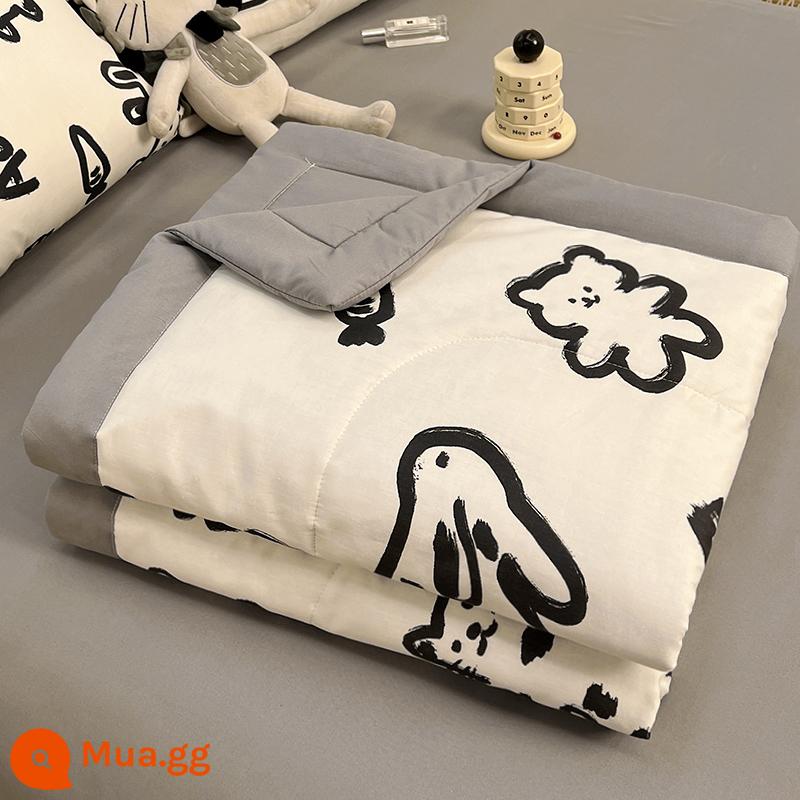 Mùa hè cotton nguyên chất có thể giặt bằng máy đôi mùa hè mát mẻ chăn ba hoặc bốn mảnh bộ đơn ký túc xá sinh viên mỏng chăn điều hòa không khí - J thanh hình