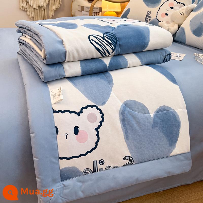 Mùa hè cotton nguyên chất có thể giặt bằng máy mùa hè thoáng mát chăn 4 mảnh duy nhất ký túc xá sinh viên giường mỏng điều hòa đậu tương chăn - Thỏ J Bobo