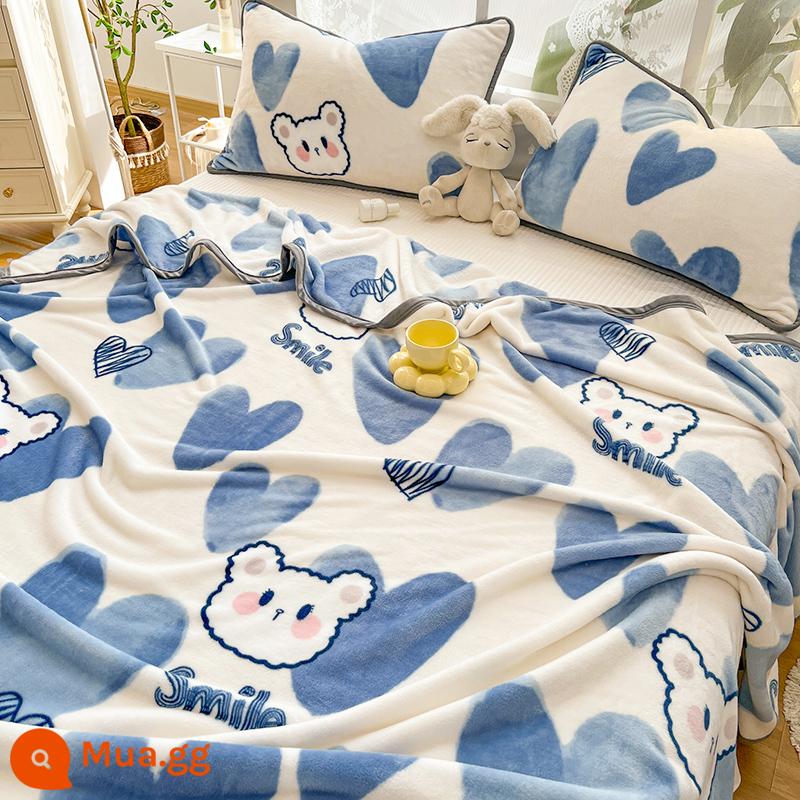 Sữa chăn lông cừu ngủ trưa khăn choàng văn phòng mỏng điều hòa bao chăn san hô flannel sofa nhỏ chăn giường - J Bobo Rabbit [Lông tơ bó sát, thân thiện với làn da và ấm áp]