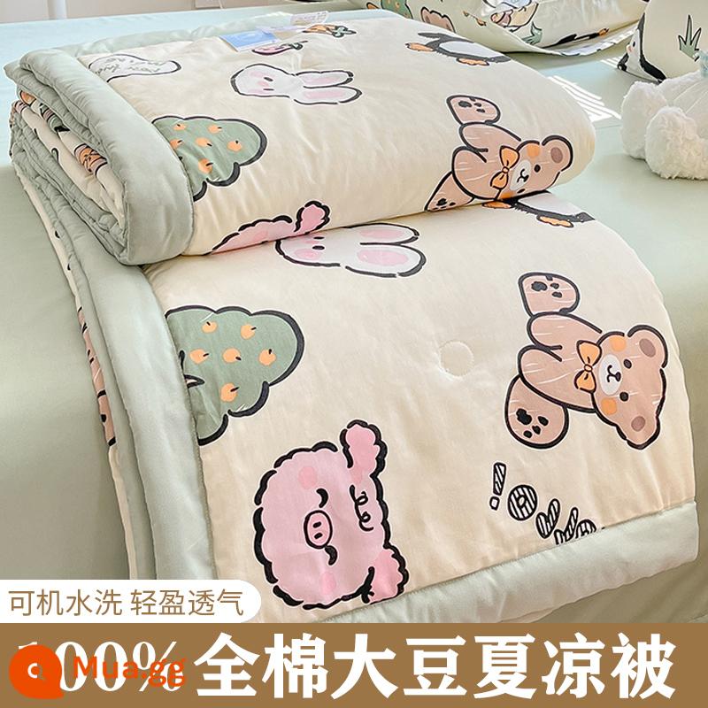 Mùa hè cotton nguyên chất có thể giặt bằng máy đôi mùa hè mát mẻ chăn ba hoặc bốn mảnh bộ đơn ký túc xá sinh viên mỏng chăn điều hòa không khí - Vườn thú vui vẻ YJY