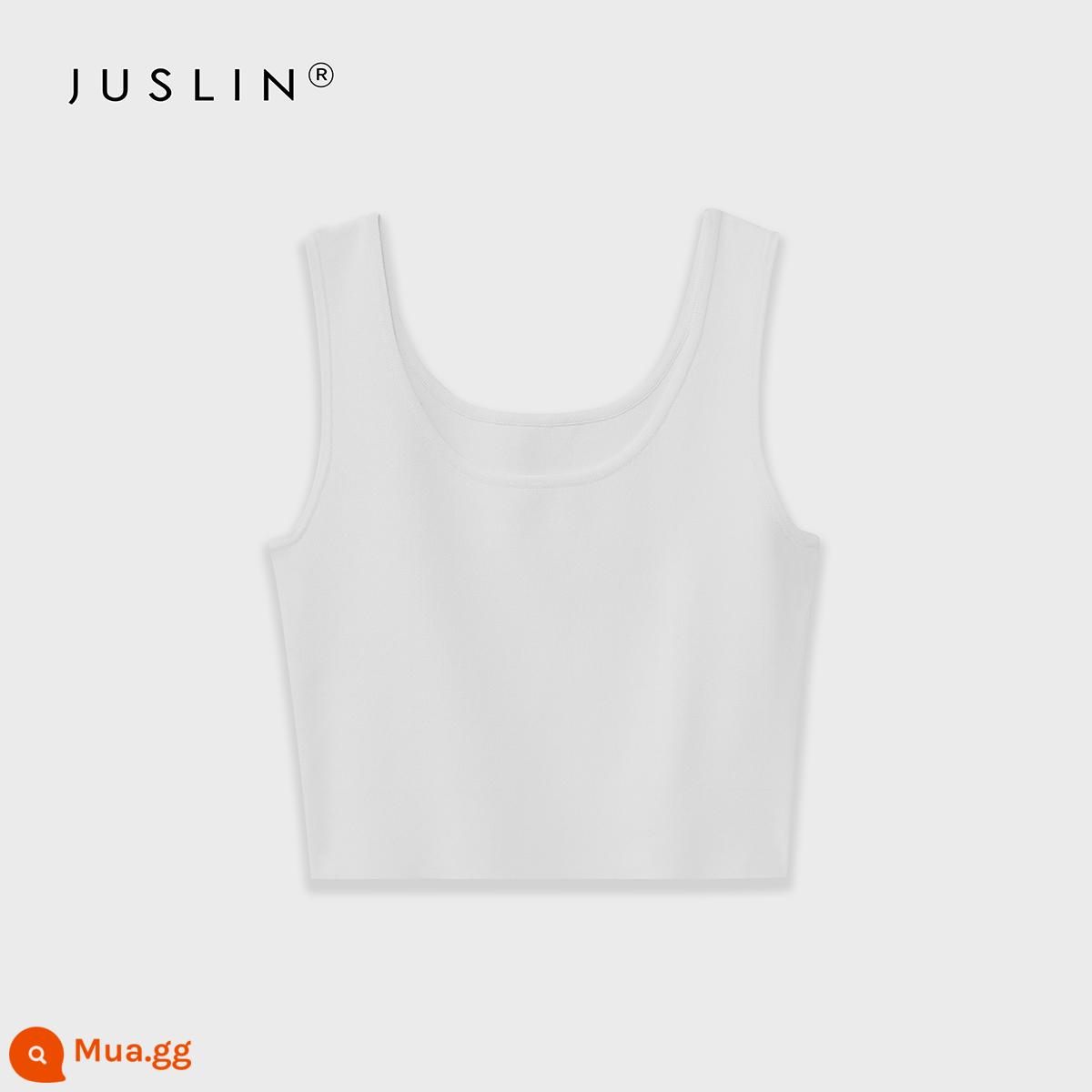 JUSLIN® Áo vest dệt kim hai dây cổ chữ U sọc/trơn màu trơn đáy ngắn đàn hồi J0209 vải lanh tươi mát J0209 - Màu trắng mát (có sẵn)