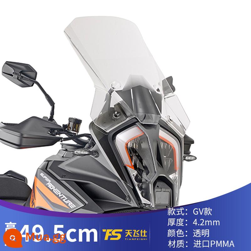 Thích hợp cho phiên bản KTM1290ADV S sửa đổi kính chắn gió phía trước kính chắn gió phía trước nâng cao kính chắn gió phía trước kính chắn gió trong suốt nhập khẩu - Phiên bản GV trong suốt 49,5cm chỉ dành cho mẫu KTM1290ADV S21-22