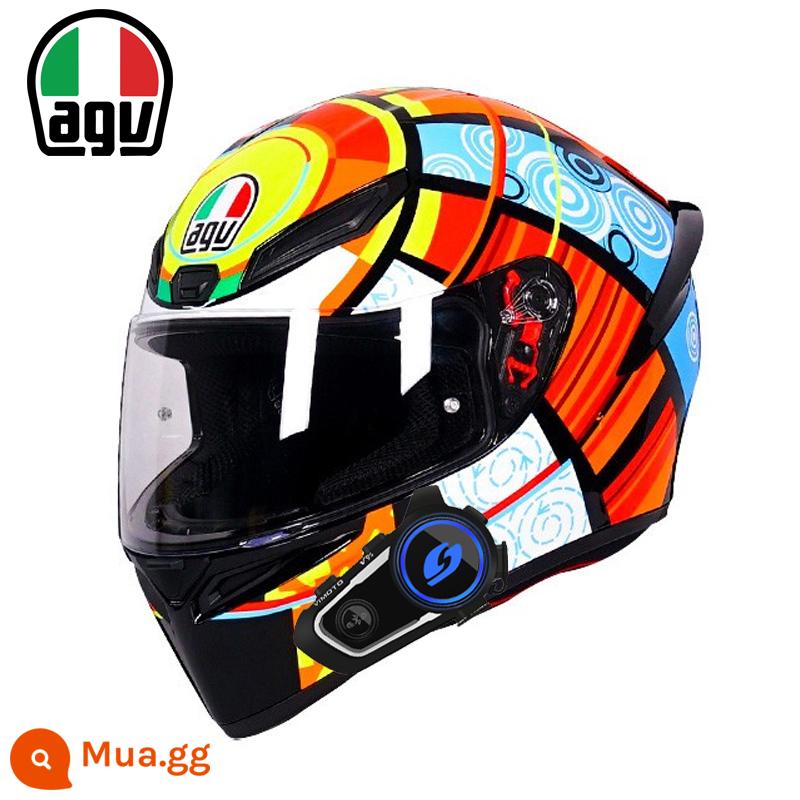 AGV K1 xe máy mũ bảo hiểm nam nữ đua xe máy full mũ chạy mũ bảo hiểm đen 8 vương miện tiểu cá mập đen rùa nhỏ bốn mùa - K1-ELEMETS với Bluetooth V9S (SF Express miễn phí vận chuyển)