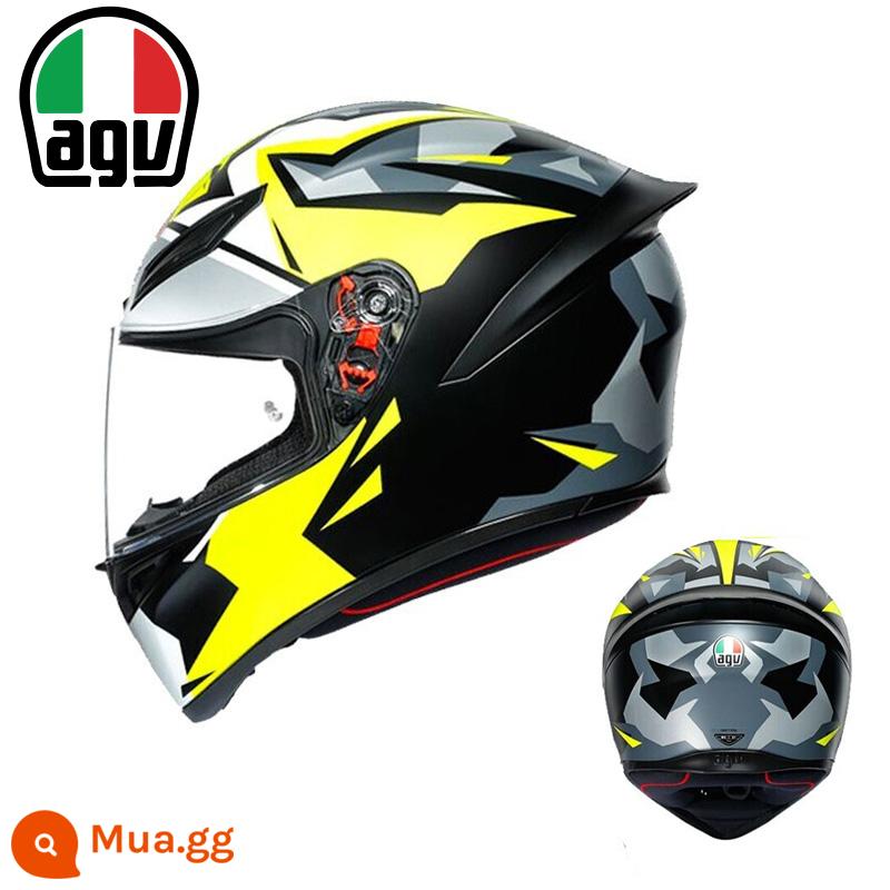 AGV K1 xe máy mũ bảo hiểm nam nữ đua xe máy full mũ chạy mũ bảo hiểm đen 8 vương miện tiểu cá mập đen rùa nhỏ bốn mùa - K1-MIR2018 (SF Express miễn phí vận chuyển)