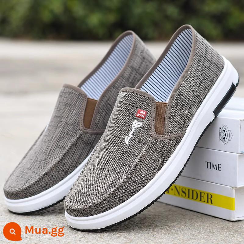 Nam Mùa Hè Lưới Thoáng Khí Nam Giày Slip On Cũ Bắc Kinh Giày Vải Nam Giày Đế Gân - A01 Khaki [nhẹ và thoáng khí]