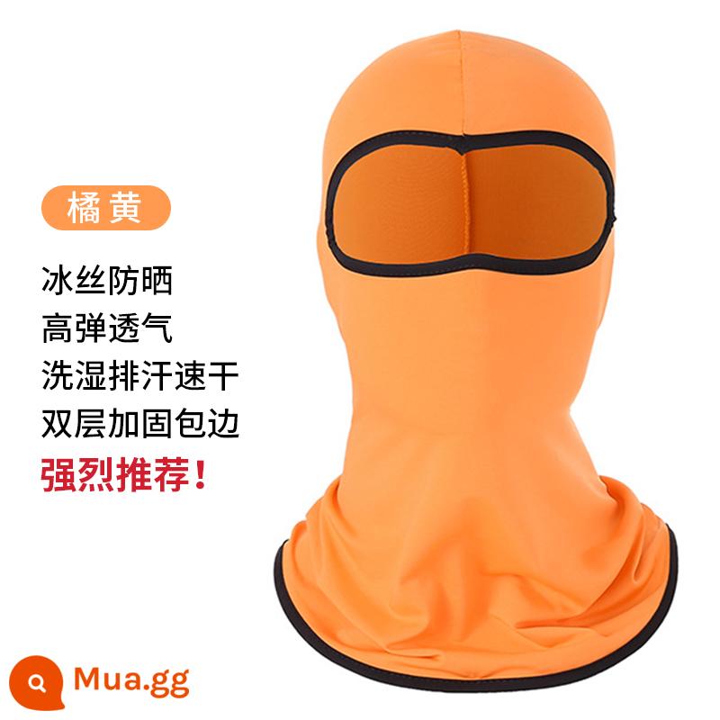 Băng lụa Hood nón nam mùa hè đi nắng chống nắng Hood mùa hè chống gió xe máy đen Mũ bảo hiểm toàn mặt mặt nạ - Quả cam