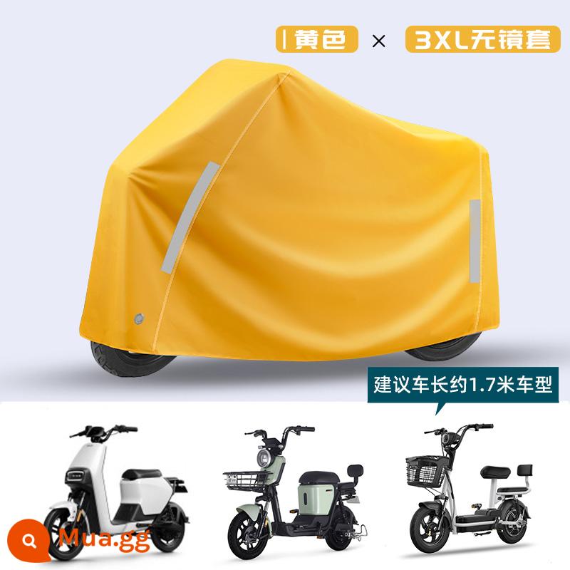 Che mưa xe điện dày phủ xe full bộ che mưa xe điện đầu máy chống nắng che xe đạp áo mưa - 3XL không gương lật màu vàng [Oxford dày + túi chống thấm nước + chống mưa nắng]