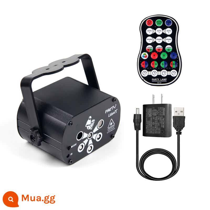 2020 Mới UV Đèn Laser Mini 6 Lỗ 60 Hoa Văn Chiếu Sao Đèn KTV Thanh Hộ Gia Đình Đèn Flash Nhiều Màu Sắc - Cáp USB + nguồn điện