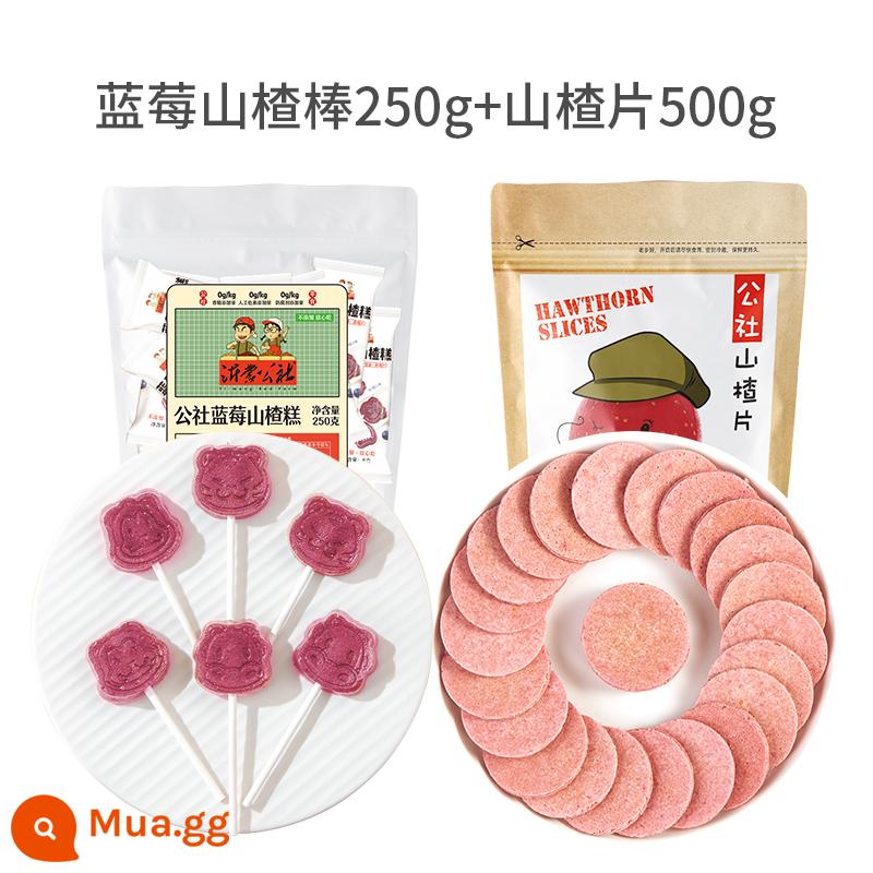 Xã Yimeng Không thêm Hawthorn Lollipop Hương vị gốc 0 Đường mía Đồ ăn nhẹ dành cho trẻ em Gói nhỏ độc lập 500g - Kẹo mút việt quất 250g * 1 túi + lát táo gai 500g * 1 túi