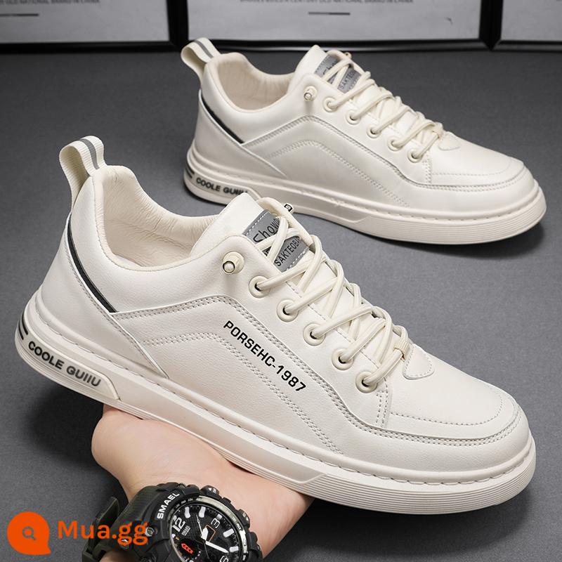 Giày Nam Mùa Hè 2023 Mùa Xuân Mới Tất Nam Giày Da Thể Thao Sneaker Sneaker Trắng Giày Hợp Thời Trang - Màu be [mô hình phù hợp với tất cả]