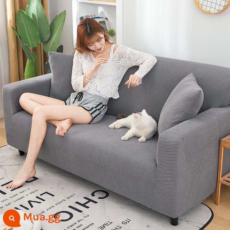 Thun bọc ghế sofa đa năng bọc bốn mùa chống mèo cào sofa hiện đại đơn giản bọc khăn vải không cần đo - Cánh Đồng Lúa Mì - Xám Nhạt