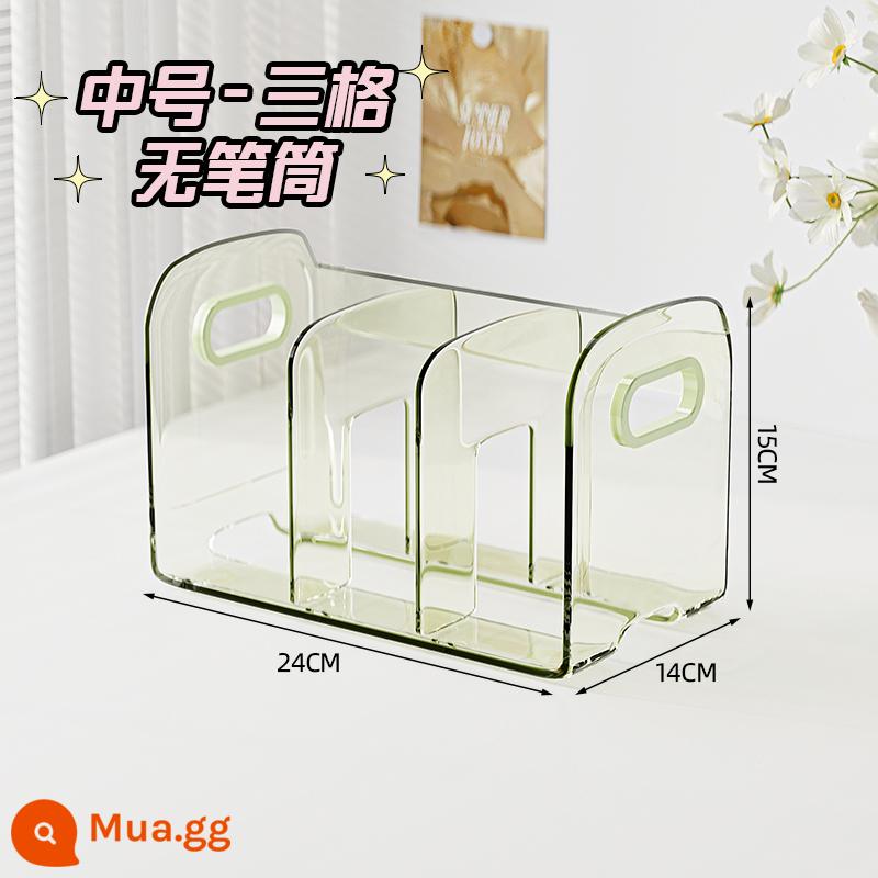 Máy Tính Để Bàn Giá Sách Kệ Sách Hộp Bảo Quản Trong Suốt Sách Học Sinh Để Bàn Chia Acrylic Bút Có Giá Để Đồ - Giá sách ba ngăn ✨màu xanh trong suốt [dày hơn và chống rơi có dây đeo di động/hình thức đẹp và dễ phân loại]