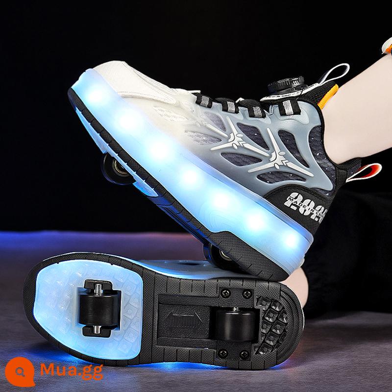 Giày Heelys phiên bản giới hạn Năm Thìn cho bé trai mùa xuân 2024 giày trượt patin màu đỏ dành cho trẻ em Giày trượt hai bánh nhấp nháy dành cho học sinh - Đen [mô hình phù hợp với tất cả]