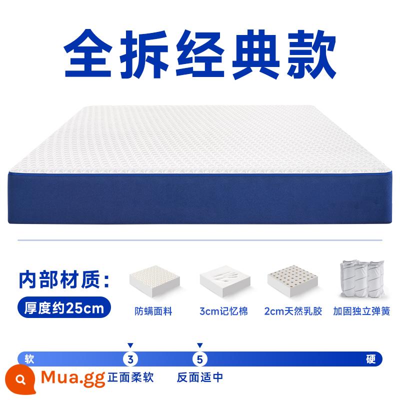 Seahorse Romance Super Blue Box Memory Foam Box Nệm Simmons Cao Su Nén Mềm Lò Xo Khách Sạn Năm Sao - Mô hình cổ điển được tháo rời hoàn toàn [độ dày 25cm]