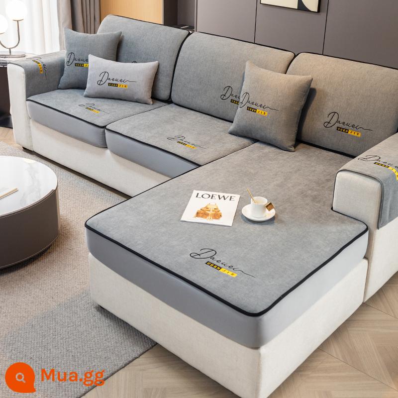 Vỏ bọc ghế sofa Vỏ đàn hồi đa năng bao gồm tất cả các mùa 2023 Đệm sofa gỗ nguyên khối mới - W Fashion (Vỏ bọc sofa)-Xám vừa