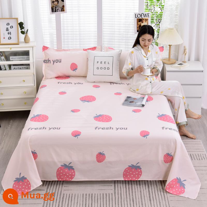 Tấm ga trải giường cotton đã giặt một mảnh mùa đông đôi chải chăn đơn Kang vỏ gối đơn ký túc xá sinh viên giường đơn ba món - Chấm dâu