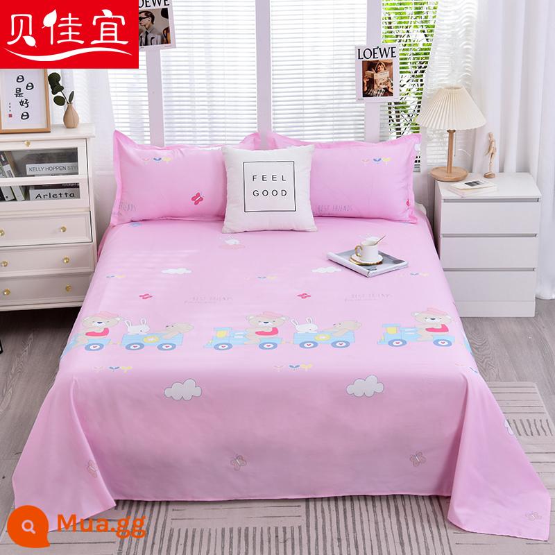 Tấm ga trải giường cotton đã giặt một mảnh mùa đông đôi chải chăn đơn Kang vỏ gối đơn ký túc xá sinh viên giường đơn ba món - bữa tiệc xe lửa