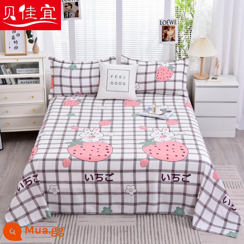 Tấm ga trải giường cotton đã giặt một mảnh mùa đông đôi chải chăn đơn Kang vỏ gối đơn ký túc xá sinh viên giường đơn ba món - Thỏ Meni