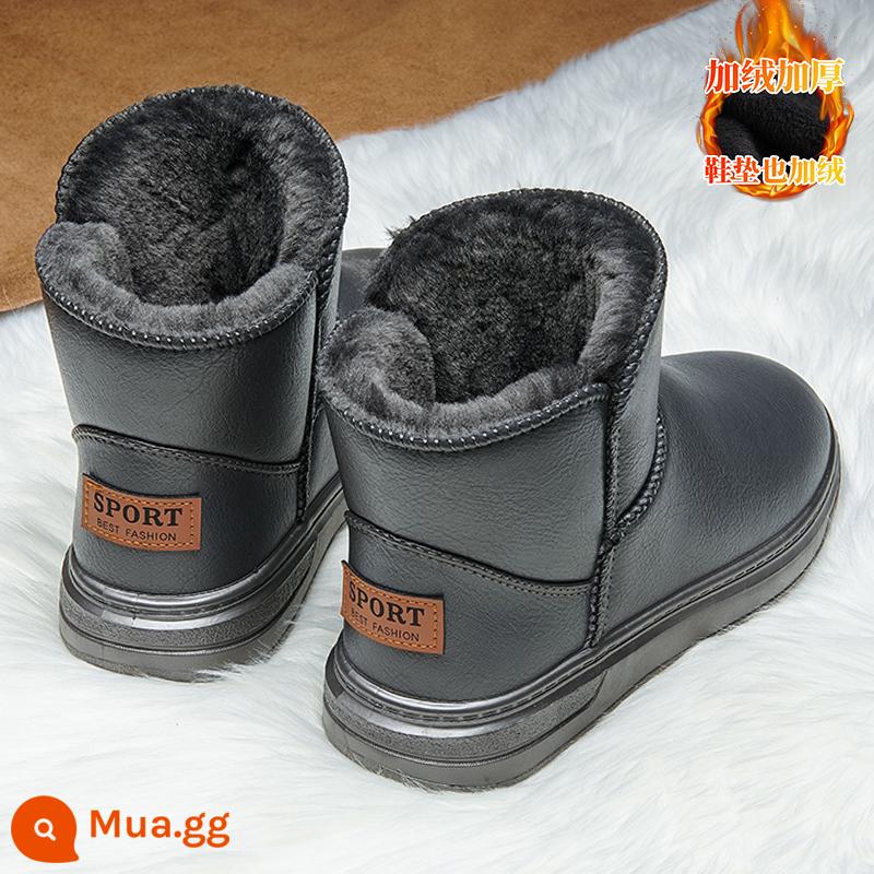 Boots Snow Men 2022 MỚI MỚI cộng với nhung dày Đông Bắc High Tube Warm One -Chuông lông bông giày nam - B xám