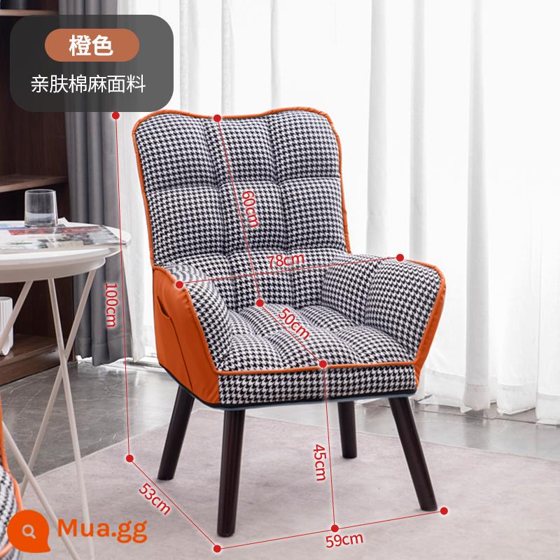 Máy tính ghế sofa nhà ký túc xá thoải mái ít vận động bàn ghế phòng ngủ học nghiên cứu phân trang điểm ghế sau - [Phóng to và mở rộng] Cam houndstooth (bông lanh mịn)