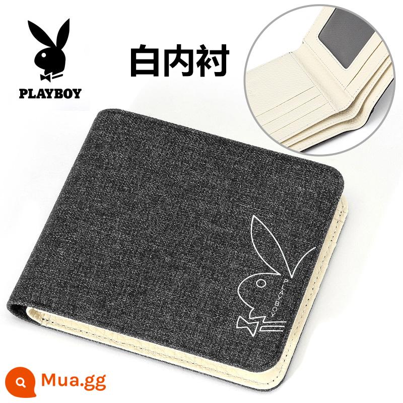 Playboy Chính Thức Flagship Store Chính Hãng Ví Nam Ngắn Mới Vải Bố Đơn Giản Tiền, Ví - Loại A màu đen (lớp lót màu trắng)