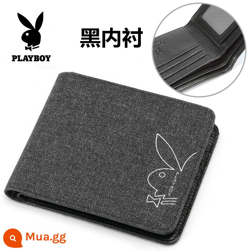 Playboy Chính Thức Flagship Store Chính Hãng Ví Nam Ngắn Mới Vải Bố Đơn Giản Tiền, Ví - Loại A màu đen (lớp lót màu đen)