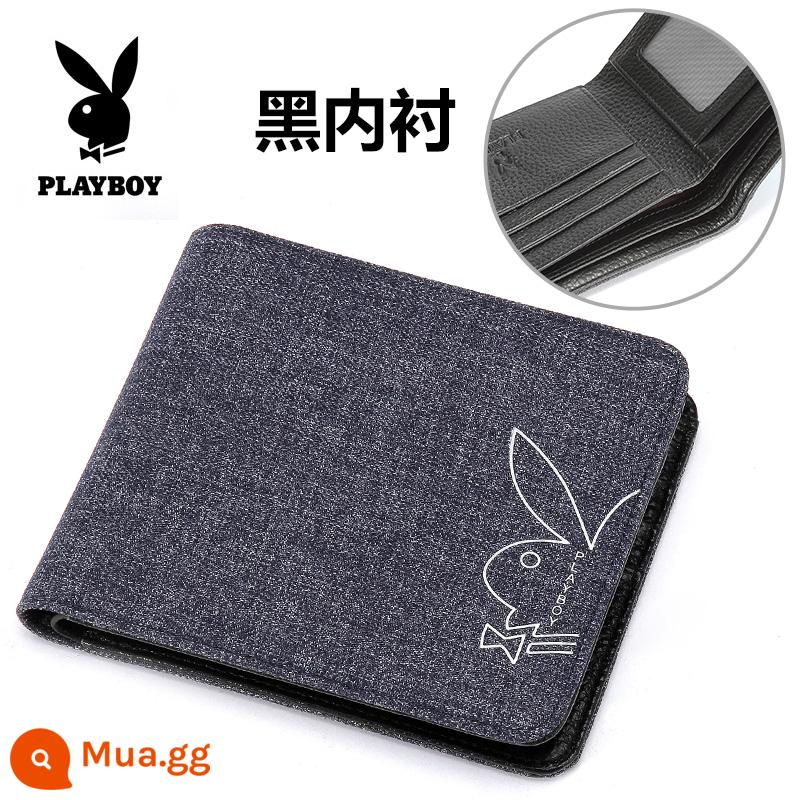 Playboy Chính Thức Flagship Store Chính Hãng Ví Nam Ngắn Mới Vải Bố Đơn Giản Tiền, Ví - Loại A màu xanh (lớp lót màu đen)