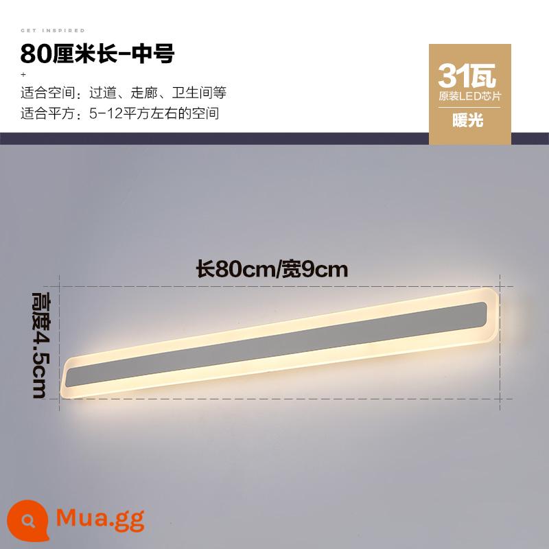 Gương Trước Đèn Led Đơn Giản Hiện Đại Phòng Tắm Phòng Thay Đồ Cá Tính Sáng Tạo Dây Gương Đèn Bắc Âu Gương Trang Điểm Tủ Ánh Sáng - Ánh sáng ấm áp trắng 80CM 31W