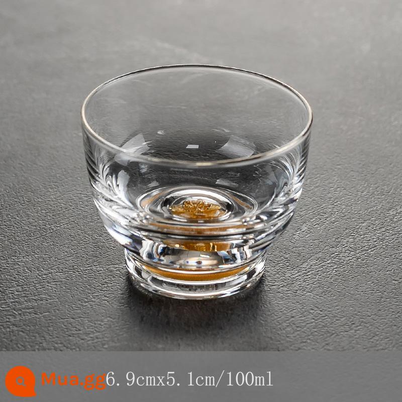 Zhensheng Tây Tibetan Gold Cup Glass Tea nhỏ Cup Nhật Bản -Kung Fu Tea Tea Master Cup Cup Single Darcharent Wine Tea Cup Home - Cốc tròn cánh hoa vàng thủy tinh