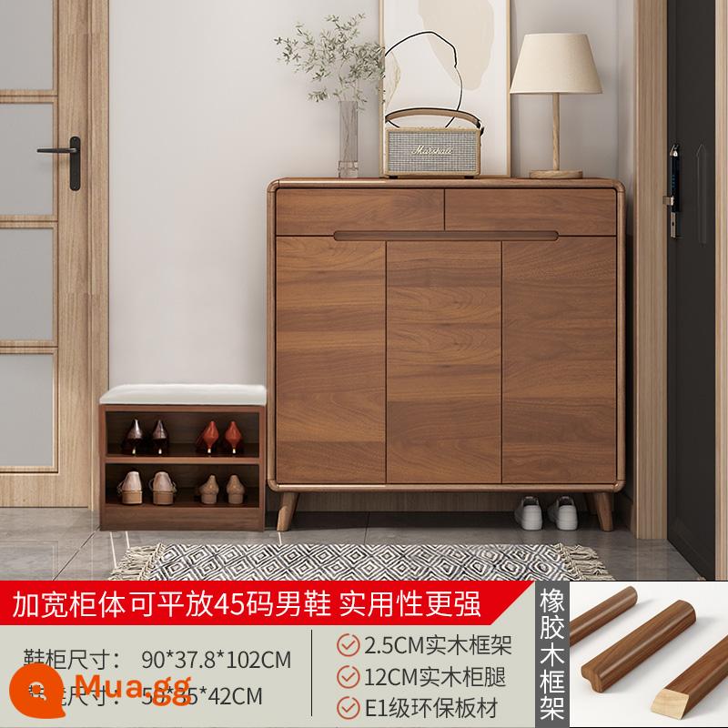 Tủ giày cửa nhà khung gỗ công suất lớn tủ hiên phong cách Trung Quốc mới ban công tủ lưu trữ tủ hội trường tối giản hiện đại - Ghế thay giày kết hợp 3 cửa 2 ngăn kéo 90＋