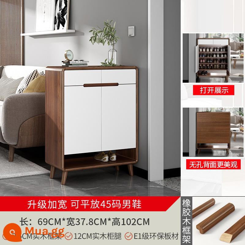 Tủ giày cửa nhà khung gỗ công suất lớn tủ hiên phong cách Trung Quốc mới ban công tủ lưu trữ tủ hội trường tối giản hiện đại - Bìa gỗ óc chó 2 mặt dài 69cm màu trắng